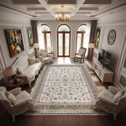 فرش ماشینی 700 شانه تراکم 2550 طرح شایان سفید