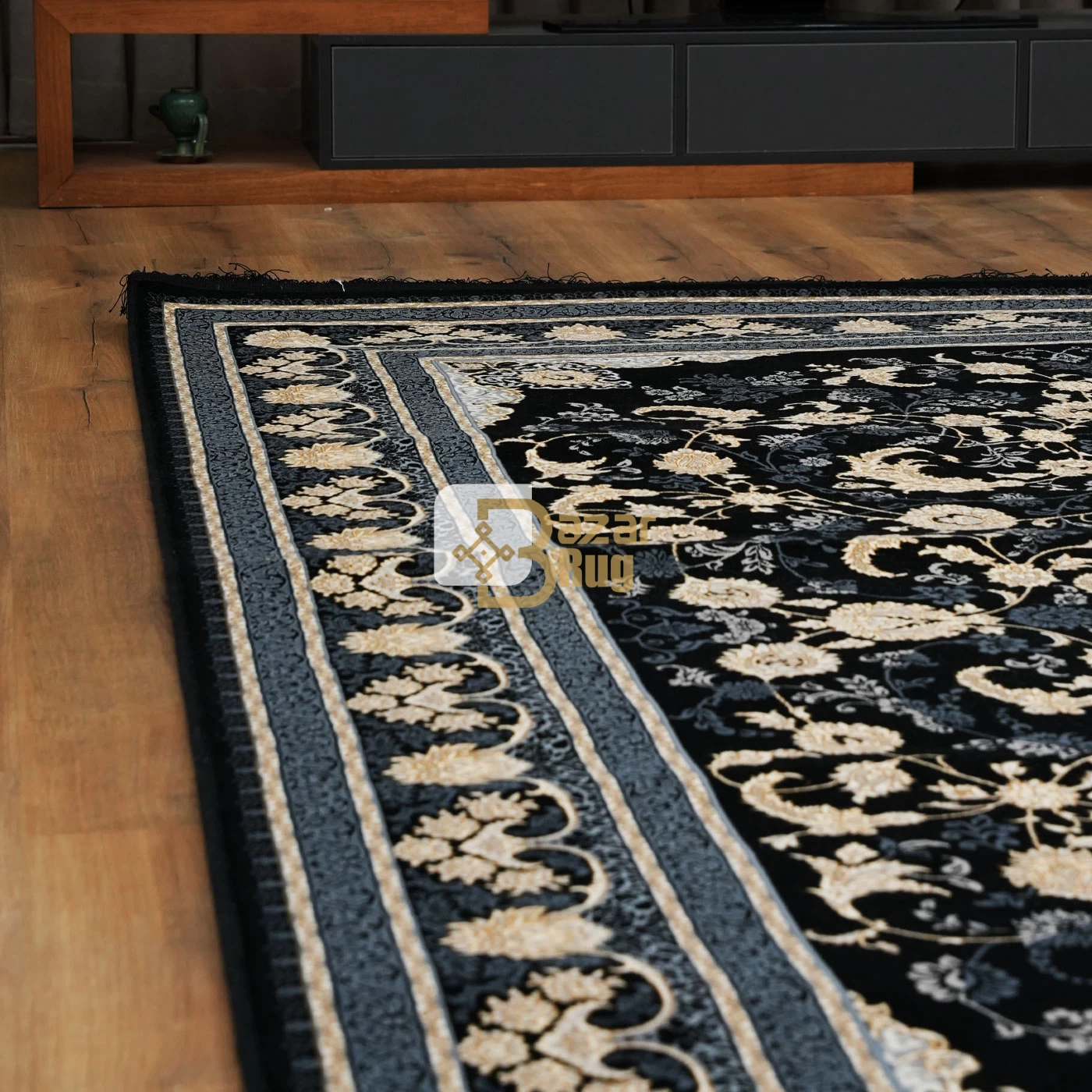 فرش ماشینی 700 شانه تراکم 2550 طرح نیلی دودی