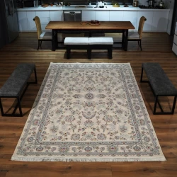 machine made carpet 1200 reeds 3600 density shirin design cream - Bazar Rug - 1200 Reeds Machine Made Carpet