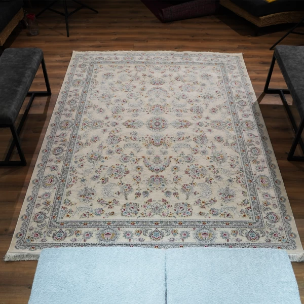 machine made carpet 1200 reeds 3600 density shirin design cream