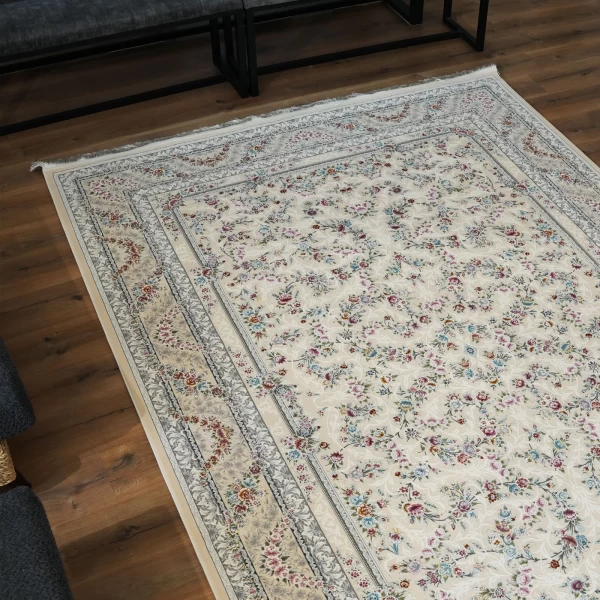 Machine made carpet 1200 reeds 3600 density Ovina design cream color