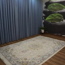 Machine made carpet 1200 reeds 3600 density Negin design cream color - Bazar Rug - 1200 Reeds Machine Made Carpet