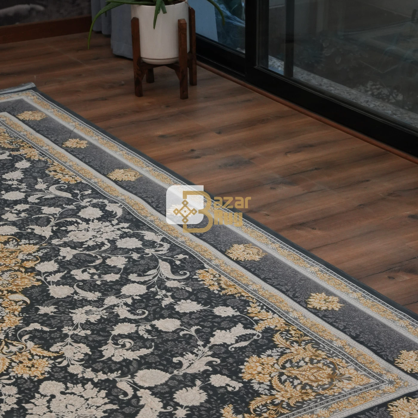 فرش ماشینی 1200 شانه تراکم 3600 طرح رایان دودی