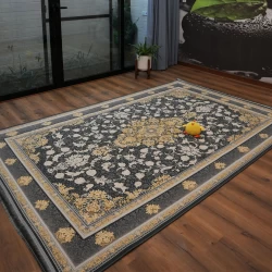 Machine made carpet 1200 reeds 3600 density Rayan design smoky color - Bazar Rug - 1200 Reeds Machine Made Carpet