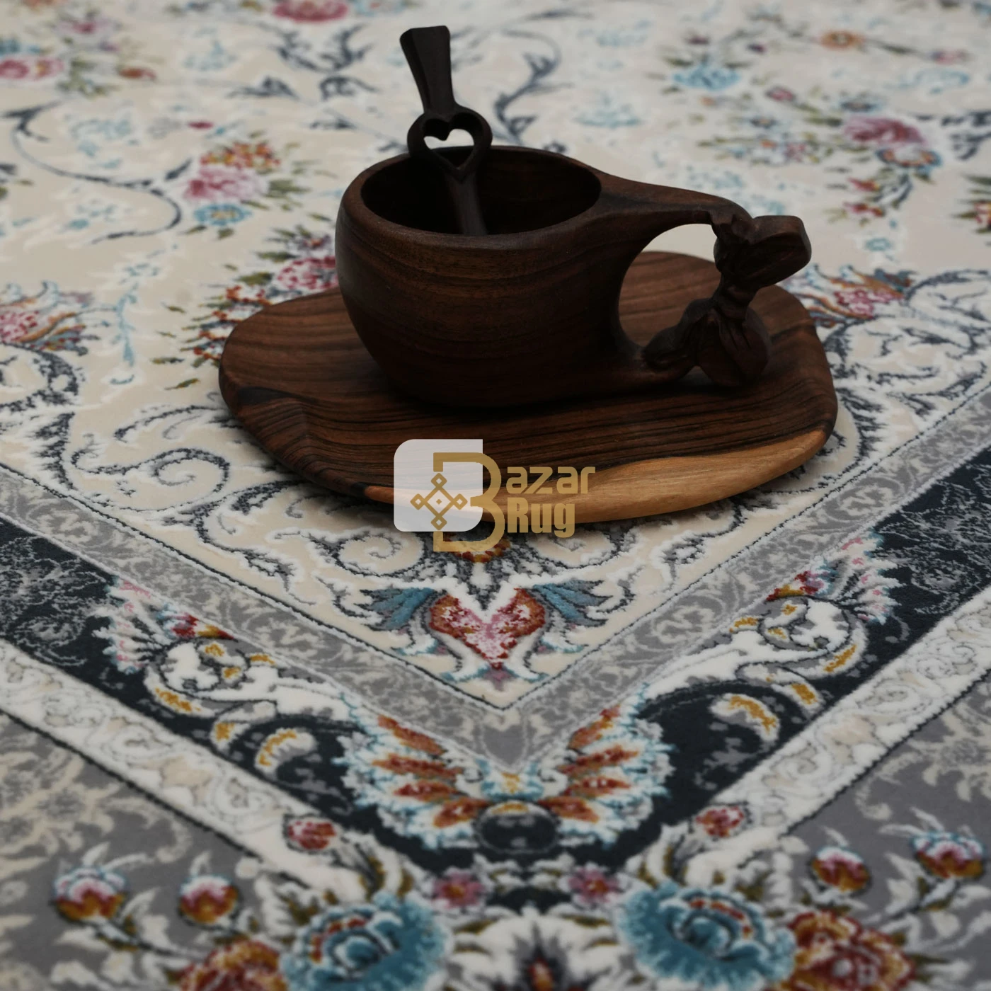 فرش ماشینی 1200 شانه تراکم 3600 طرح روشنک کرم