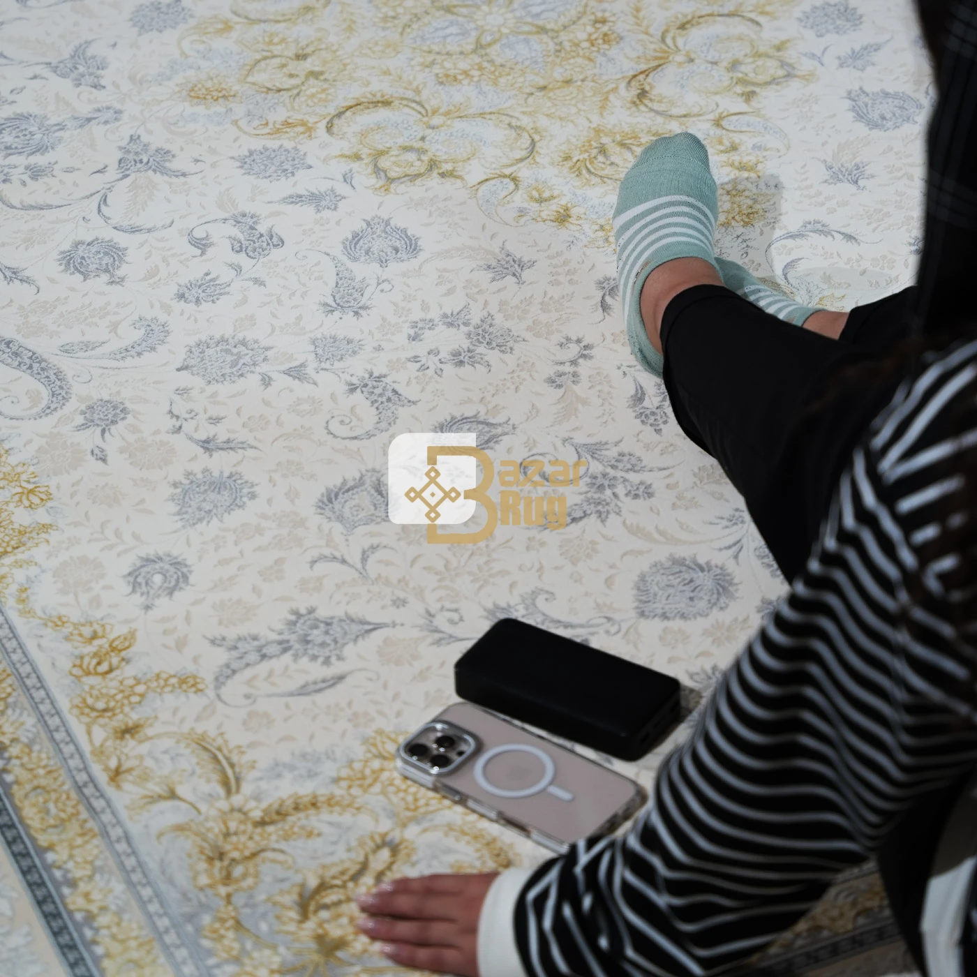 فرش ماشینی 1200 شانه تراکم 3600 طرح رایان کرم
