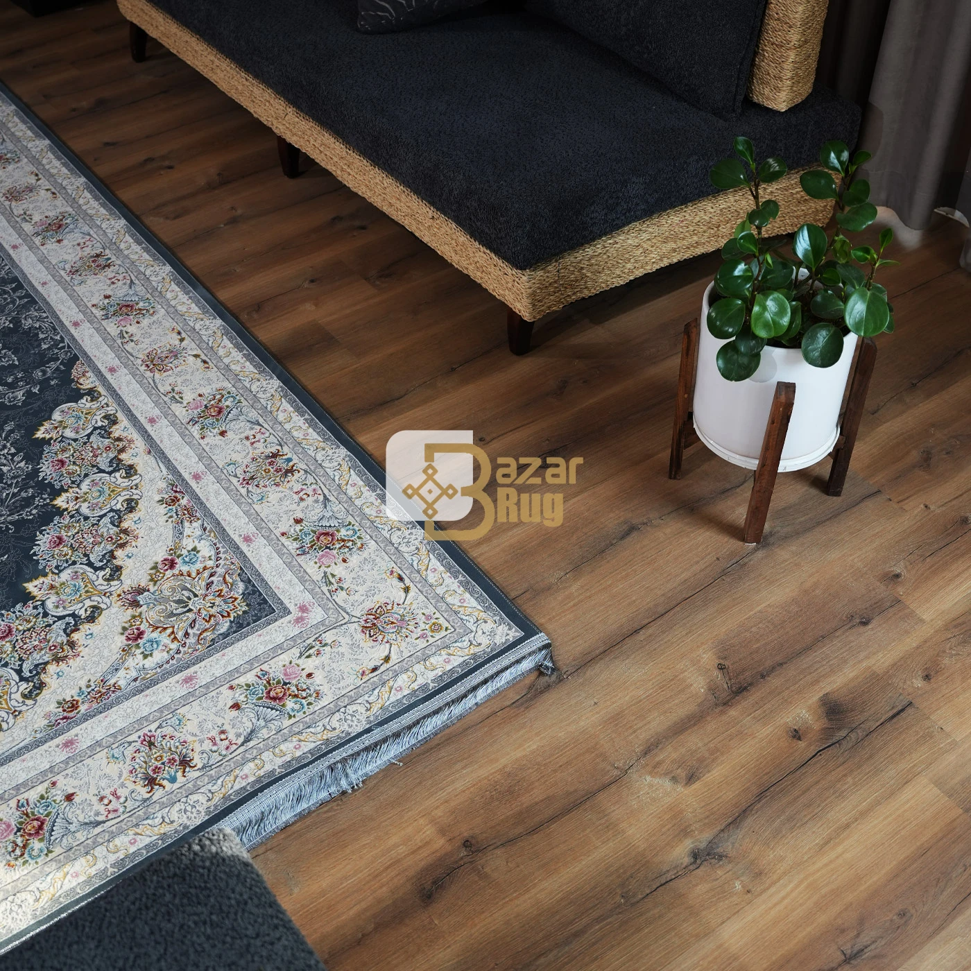 فرش ماشینی 1200 شانه تراکم 3600 طرح فریبا دودی