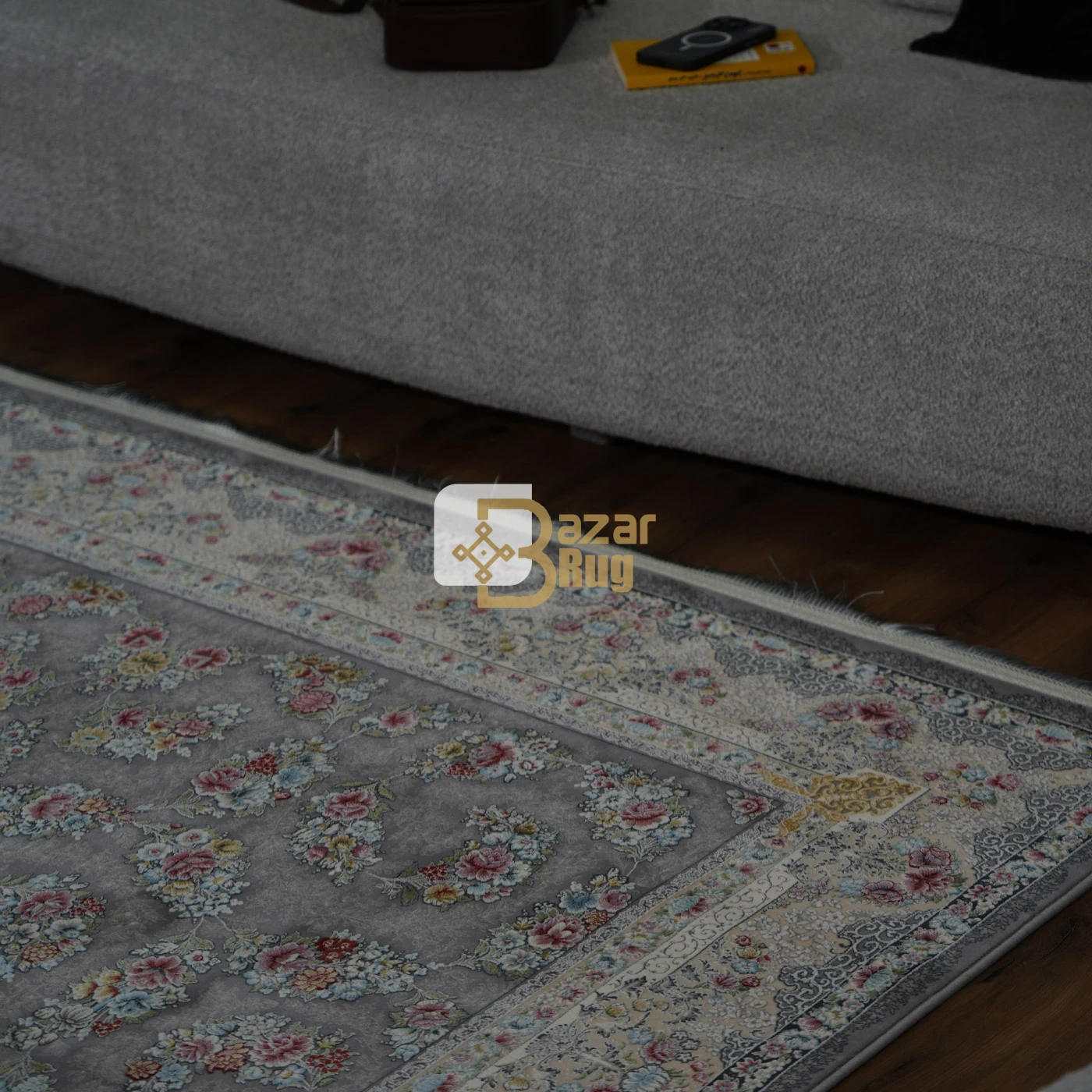 فرش ماشینی 1200 شانه تراکم 3600 طرح سیمین نقره ای