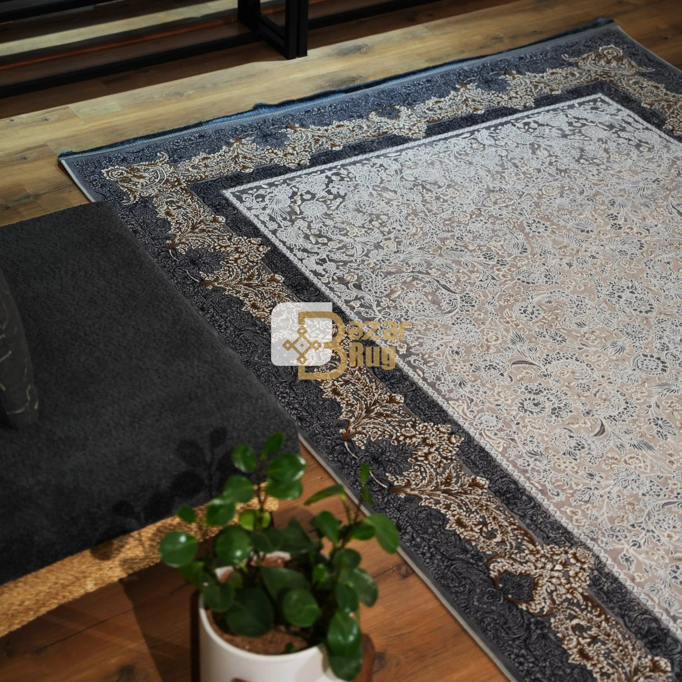 فرش ماشینی 1200 شانه تراکم 3600 طرح افرا دلفینی