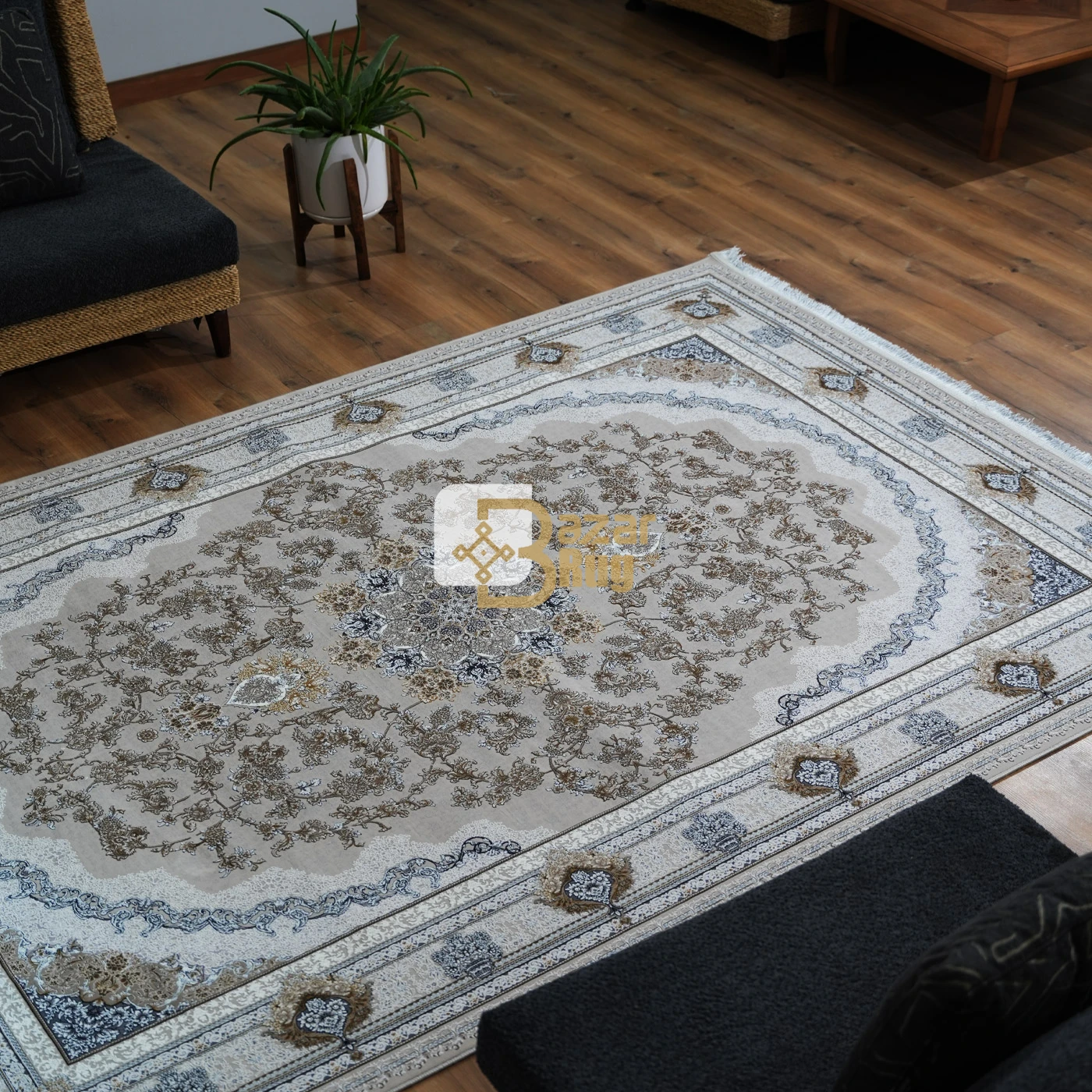 فرش ماشینی 1200 شانه تراکم 3600 طرح پونه صدفی