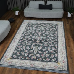 سجادة آلية مصنوعة من 1200 شانة، كثافة 3600، تصميم سيمين، الدخانی - بازار راج - سجادة 1200 عقدة عرضية