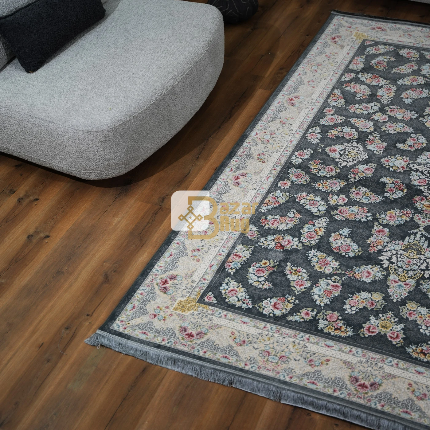 فرش ماشینی 1200 شانه تراکم 3600 طرح سیمین دودی