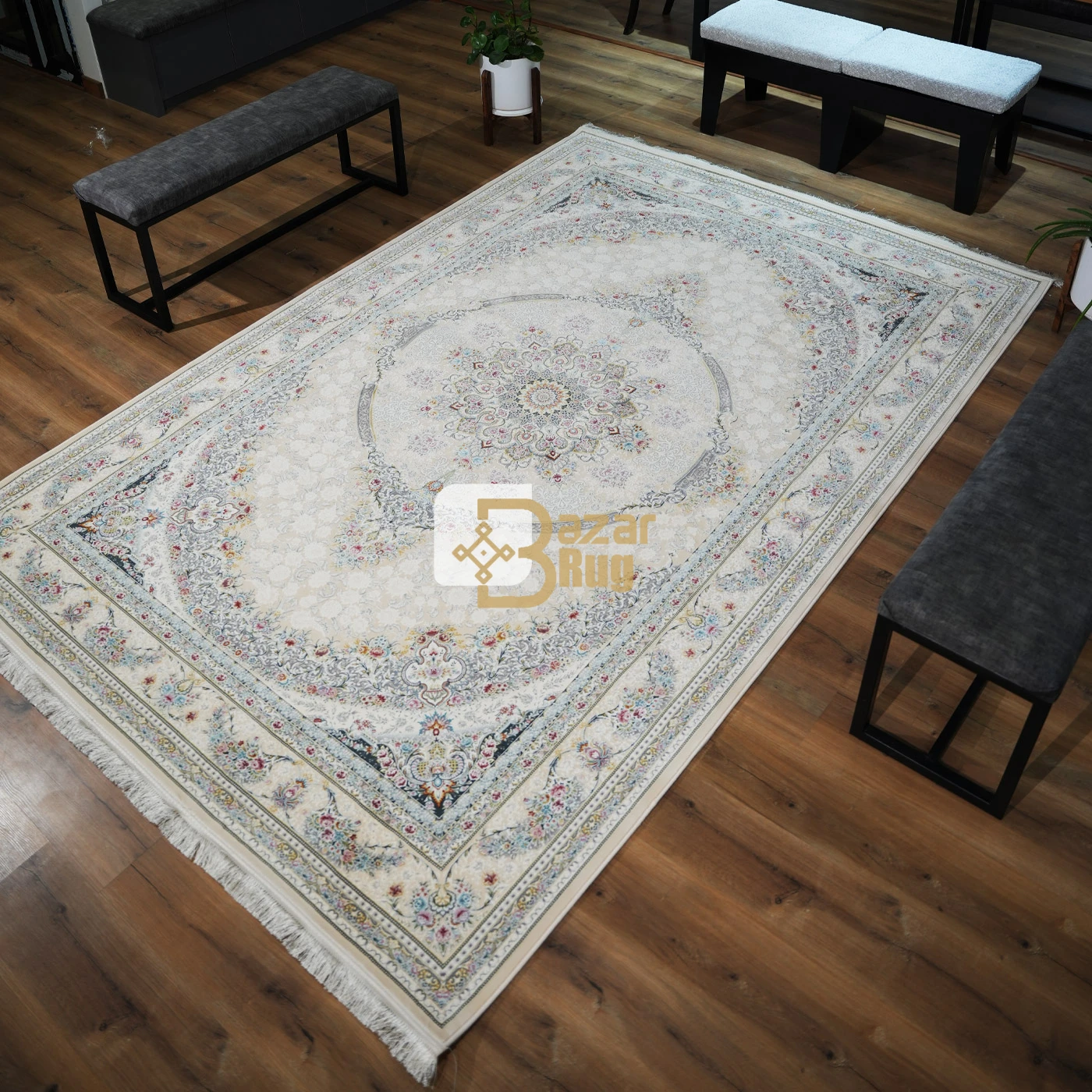 فرش ماشینی 1200 شانه تراکم 3600 طرح مهدا کرم