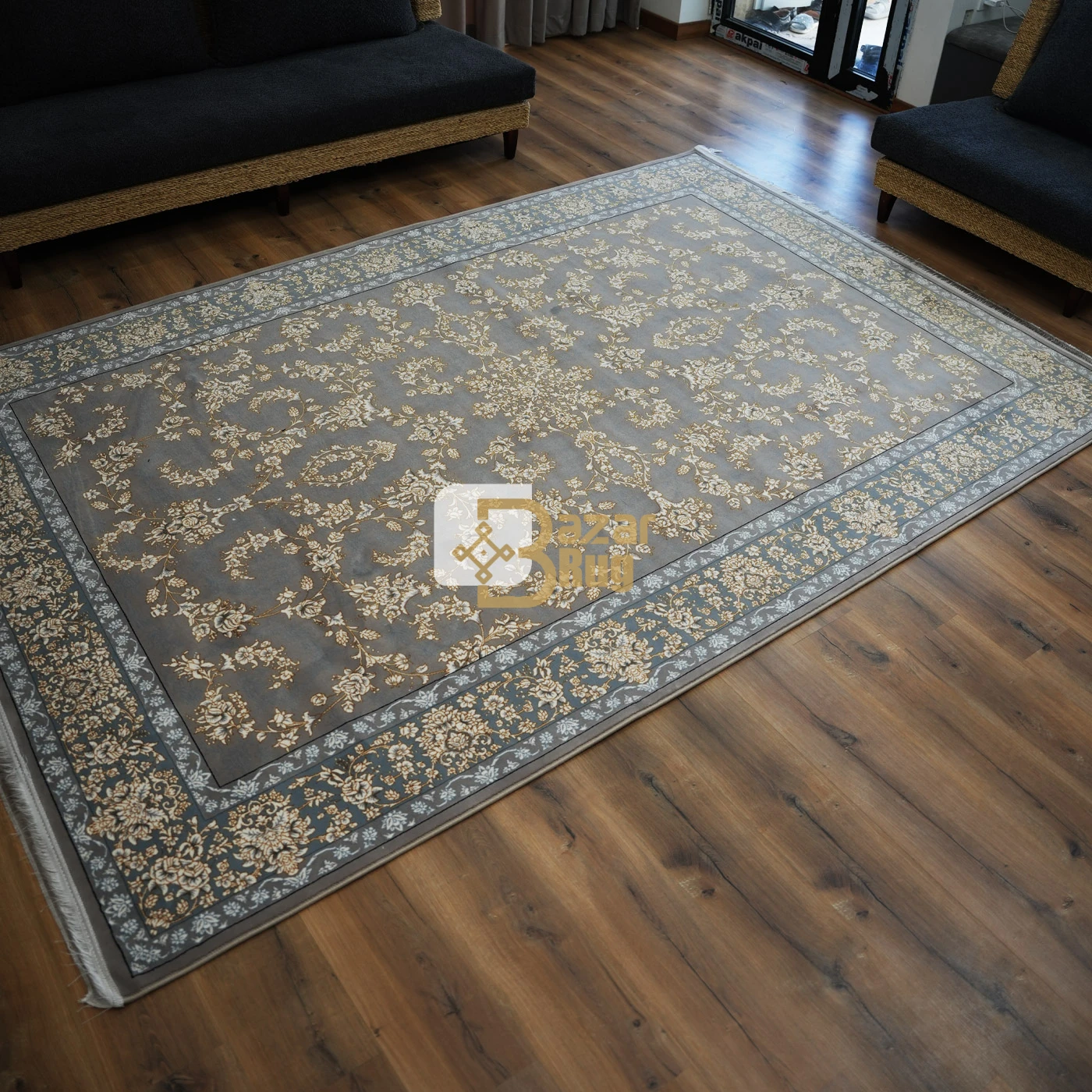 فرش ماشینی 700 شانه تراکم 2550 طرح آنا نقره ای