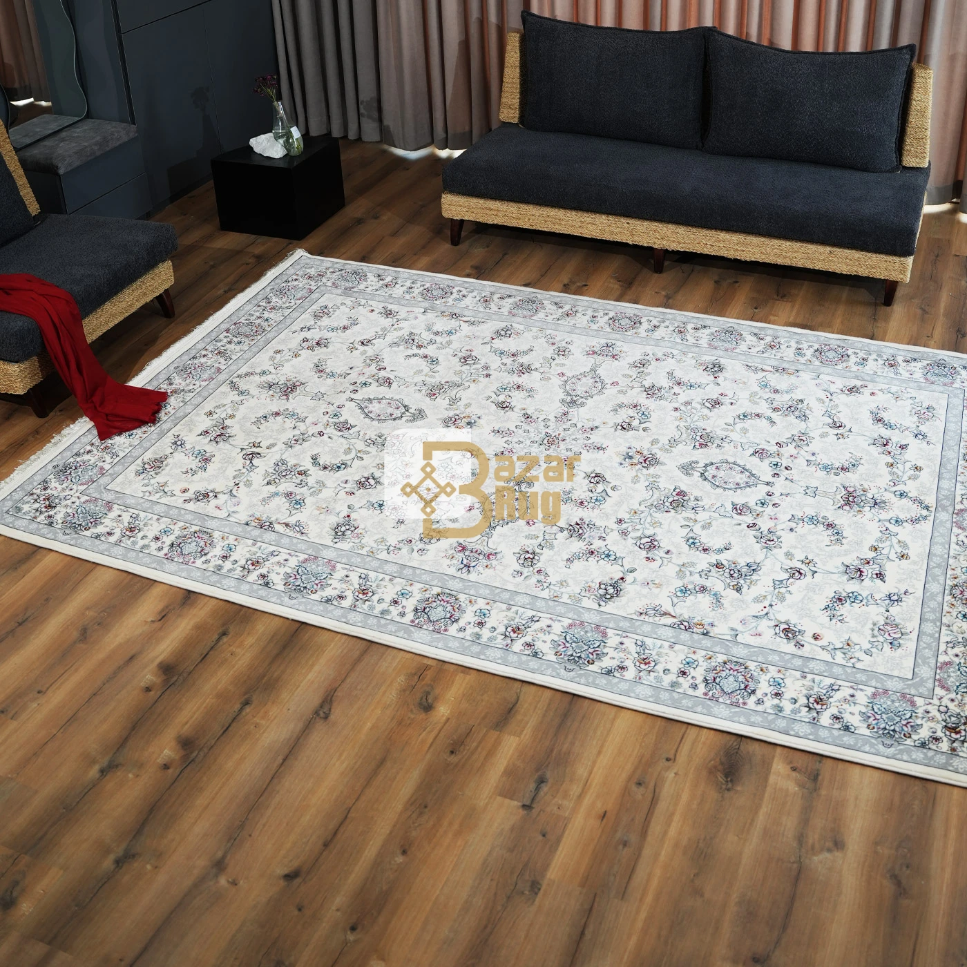 فرش ماشینی 700 شانه تراکم 2550 طرح آیناز کرم