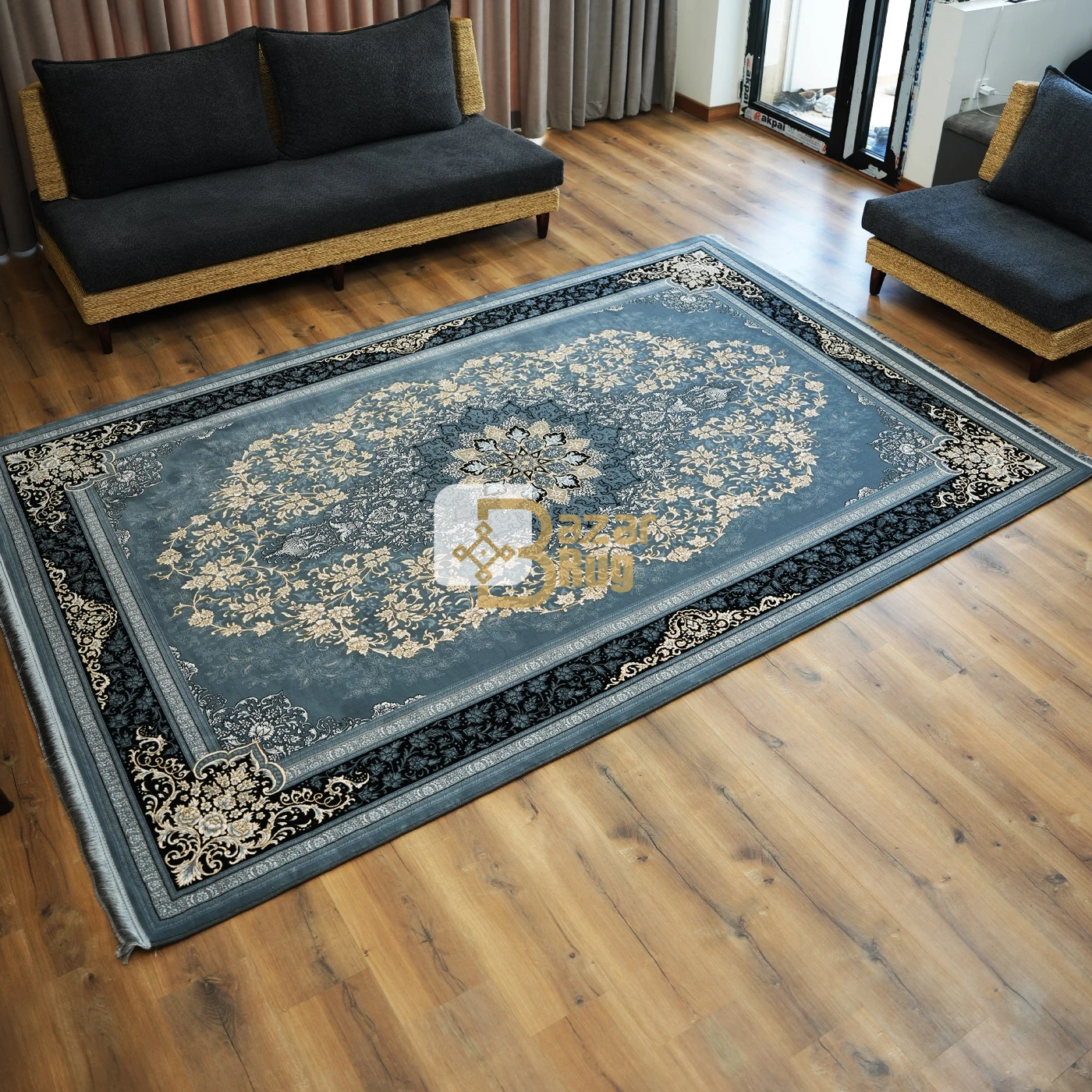 فرش ماشینی 700 شانه تراکم 2550 طرح تندیس دودی