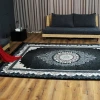 فرش ماشینی 700 شانه تراکم 2550 طرح دلاریس سرمه ای