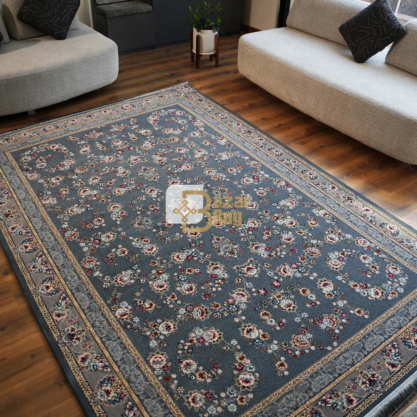 فرش ماشینی 700 شانه تراکم 2550 طرح ساحل دودی
