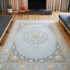 فرش ماشینی 700 شانه تراکم 2550 طرح گلرخ نقره ای