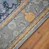 فرش ماشینی 700 شانه تراکم 2550 طرح گلرخ نقره ای