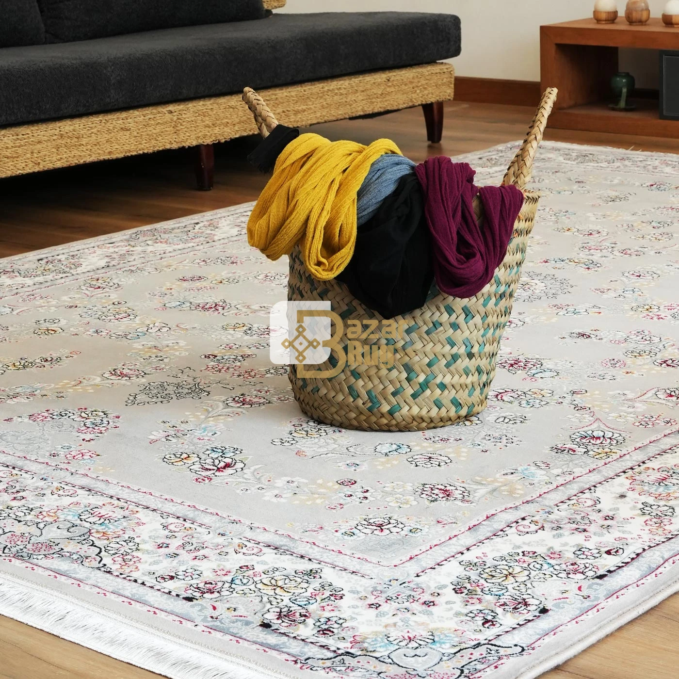 فرش ماشینی 700 شانه تراکم 2550 طرح نگین رنگ فیلی
