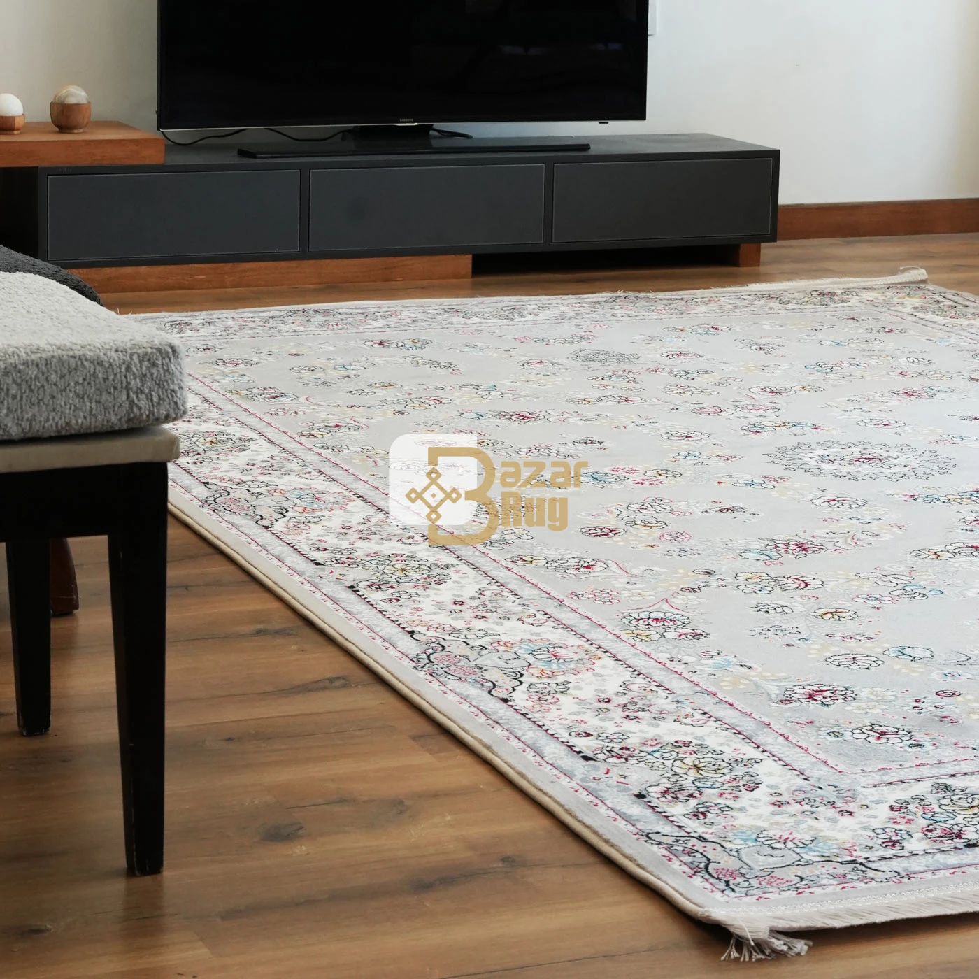 فرش ماشینی 700 شانه تراکم 2550 طرح نگین رنگ فیلی