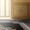 فرش ماشینی ۷۰۰ شانه تراکم ۲۵۵۰ طرح جیوا سبز سرمه‌ ای