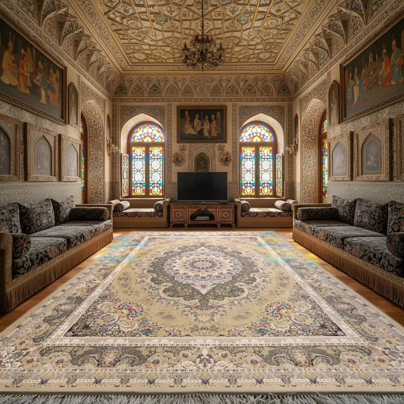  فرش ماشینی ۱۲۰۰ شانه تراکم ۳۶۰۰ گل برجسته طرح خجس...