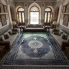 فرش ماشینی ۷۰۰ شانه تراکم ۲۵۵۰ طرح میراژ آبی دودی