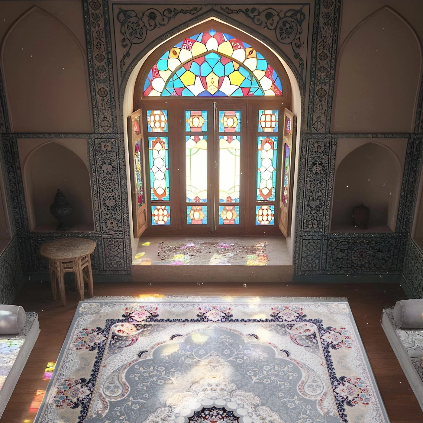 فرش ماشینی ۷۰۰ شانه تراکم ۲۵۵۰ طرح سوگند دودی