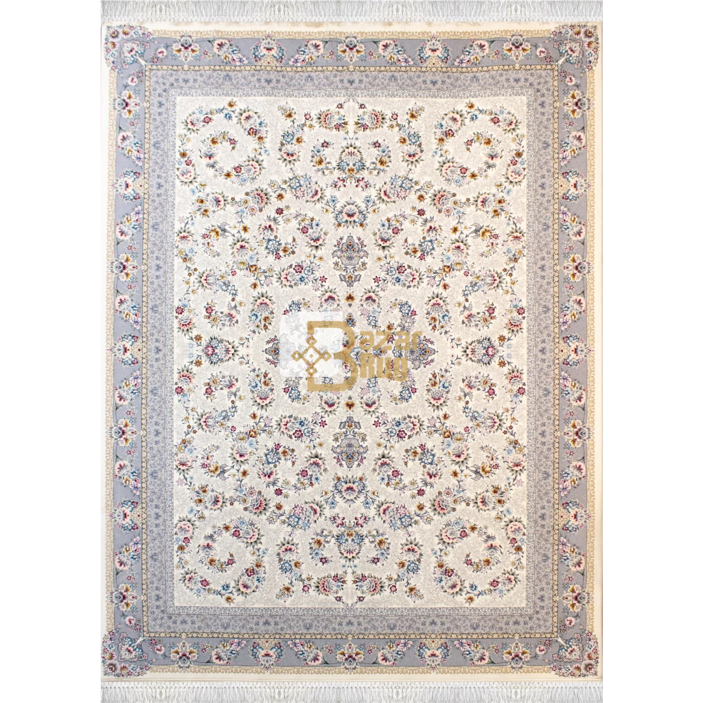 فرش ماشینی 700 شانه تراکم 2550 طرح ساحل کرم