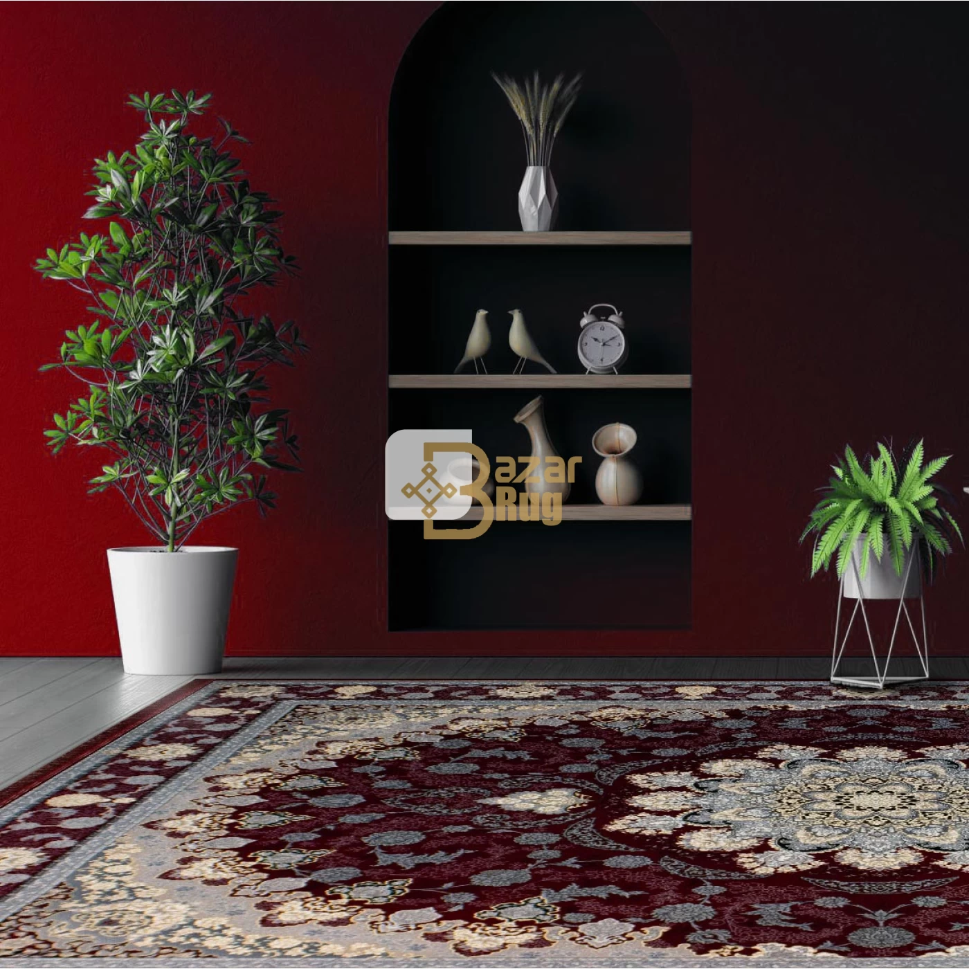 فرش ماشینی 700 شانه تراکم 2550 طرح گلرخ روناسی